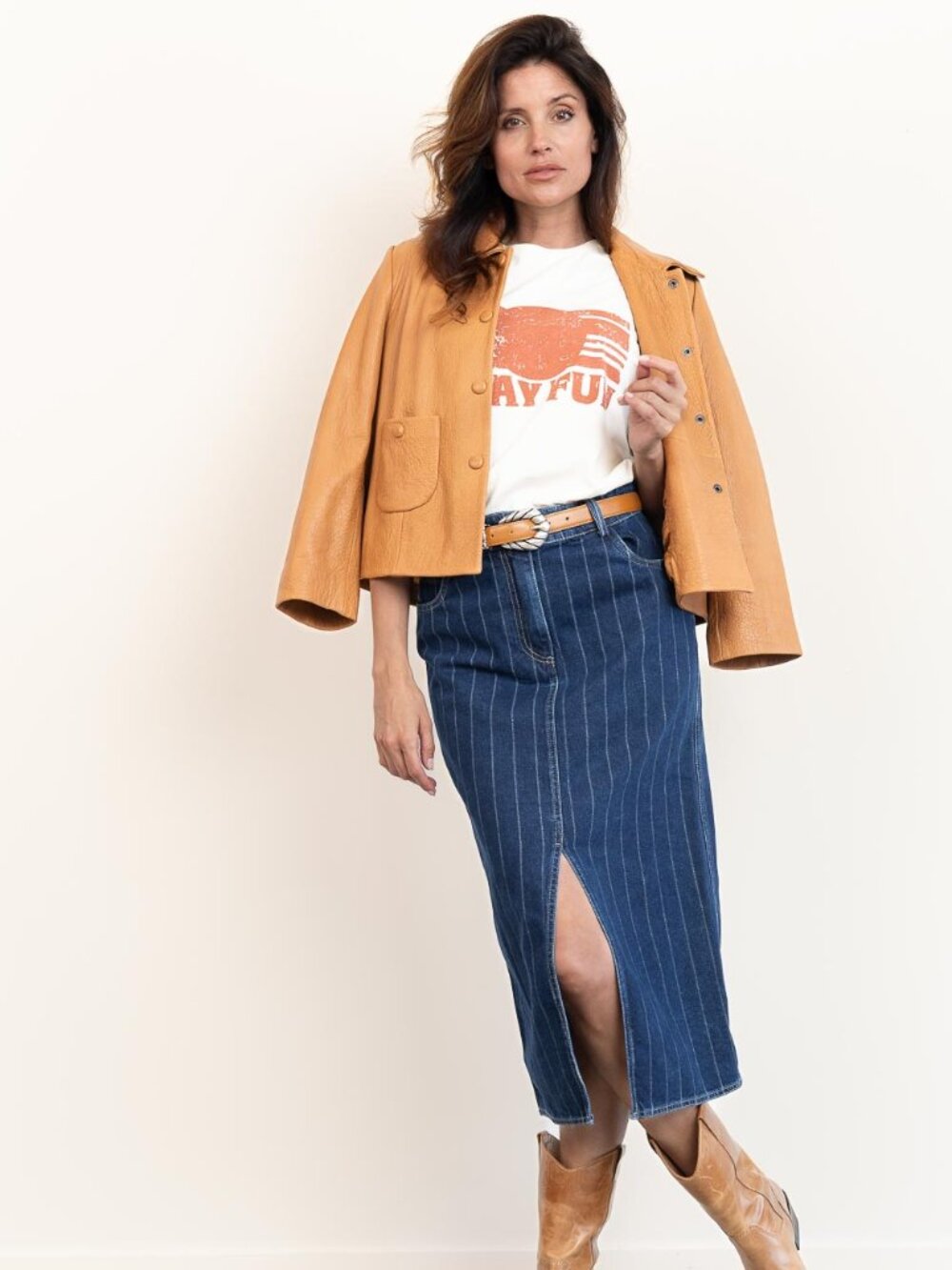 BA&SH ROMY COLUMN STRIPE SKIRT (EU 38/US 8)
